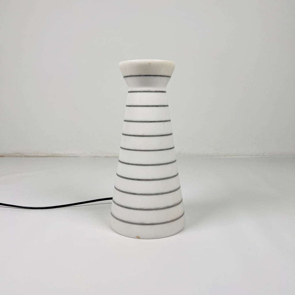 Upside Down Funnel Pinstriped Marble Table Lamp