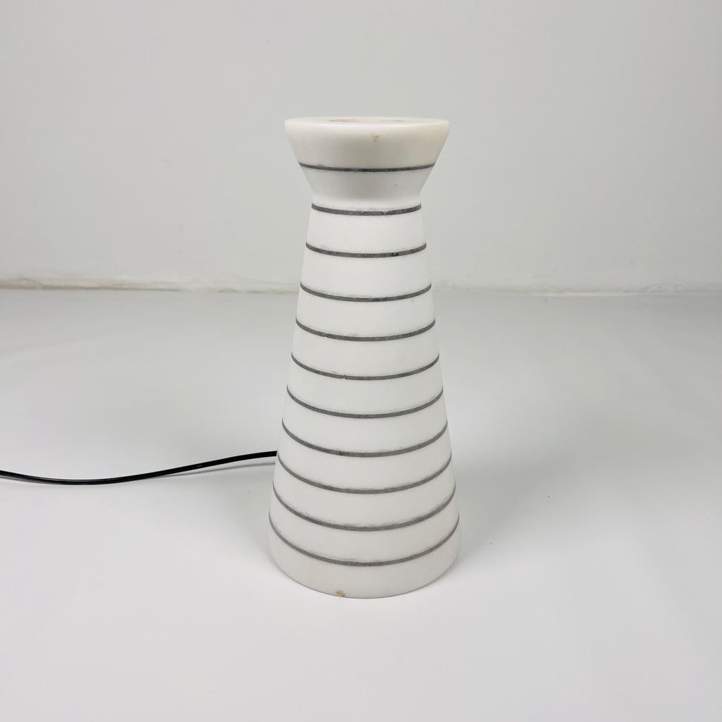 Upside Down Funnel Pinstriped Marble Table Lamp