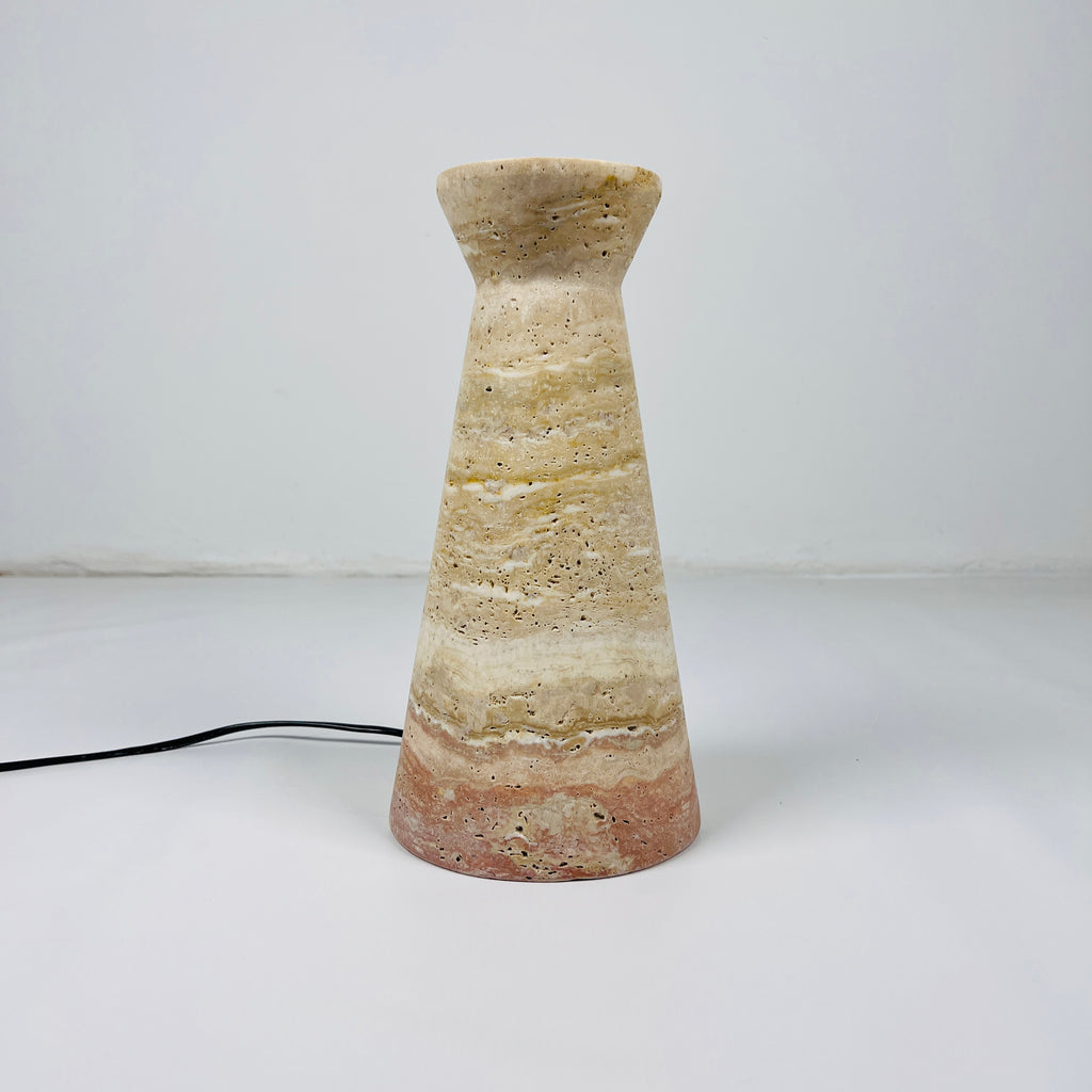 Upside Down Funnel Travertine Grazed Table Lamp