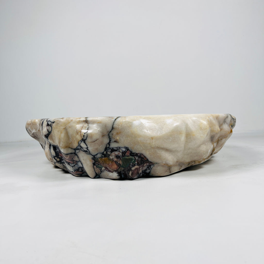 Cream And Brown Marble Bowl