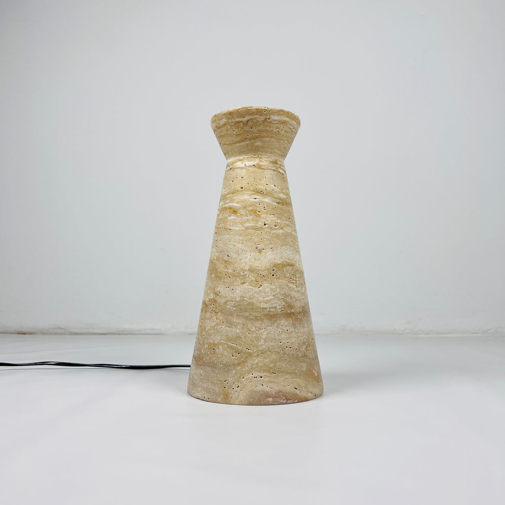 Upside Down Funnel Travertine Grazed Table Lamp