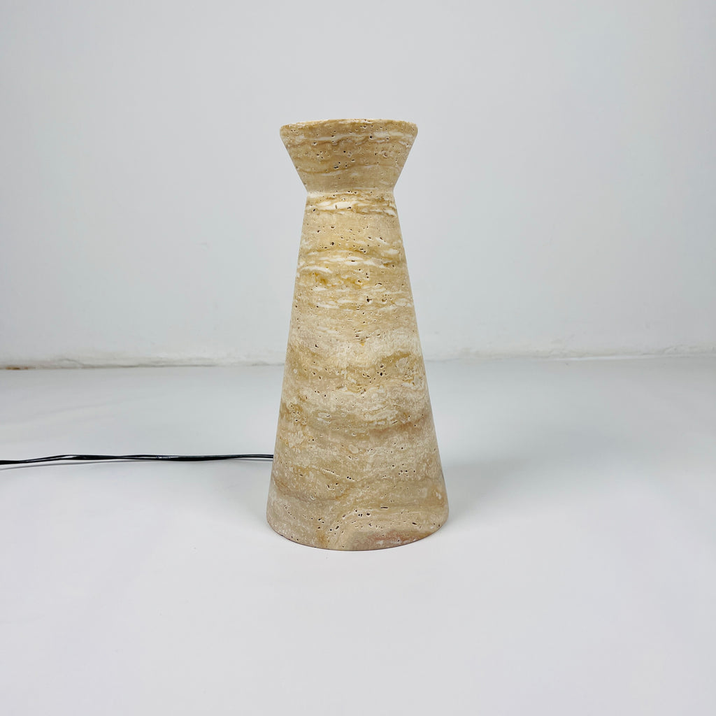 Upside Down Funnel Travertine Grazed Table Lamp