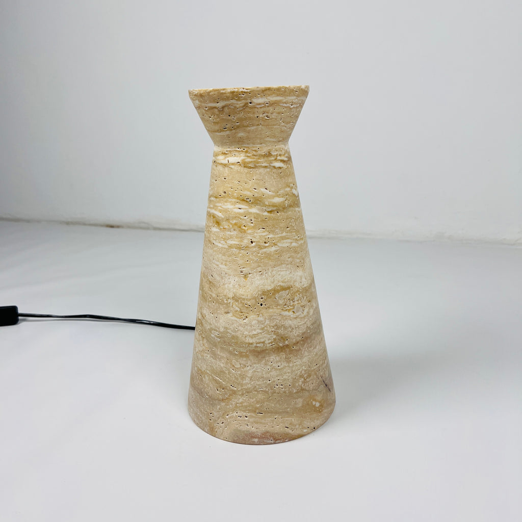 Upside Down Funnel Travertine Grazed Table Lamp