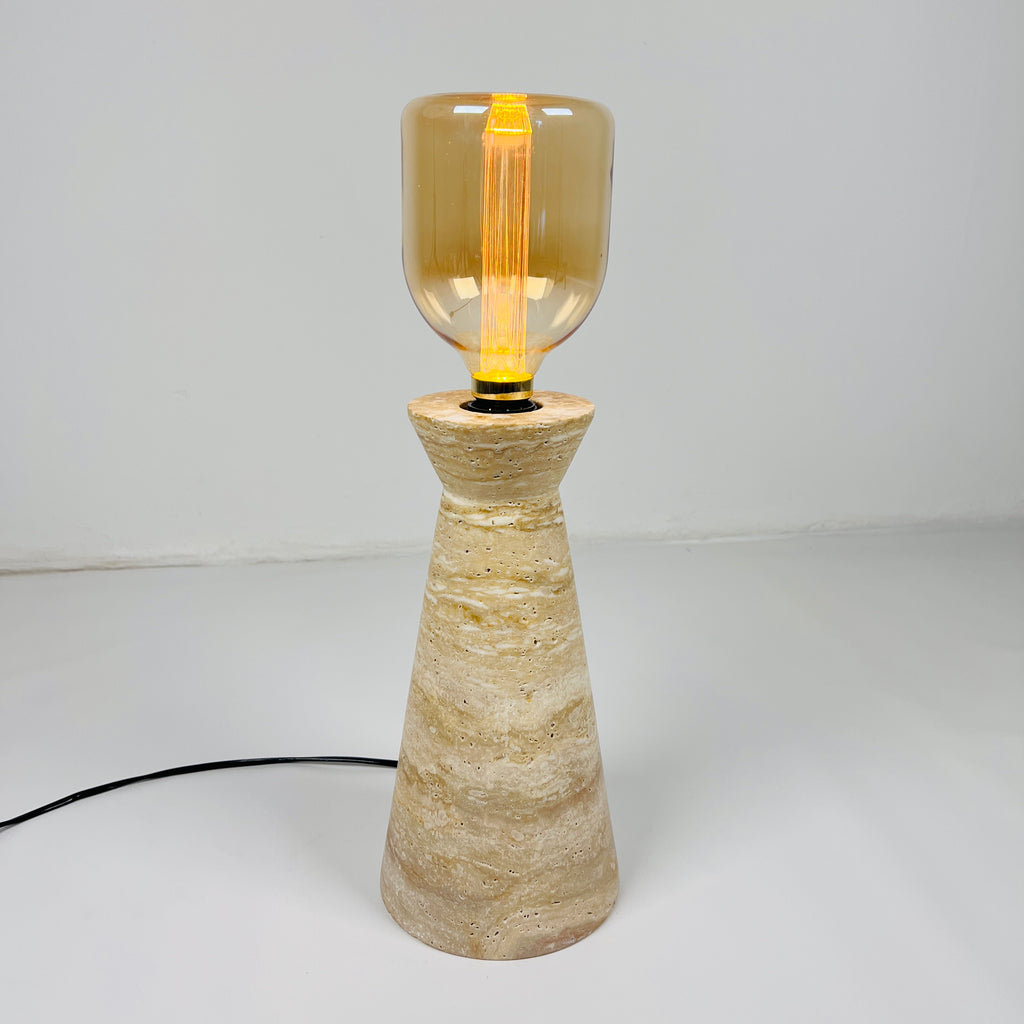 Upside Down Funnel Travertine Grazed Table Lamp