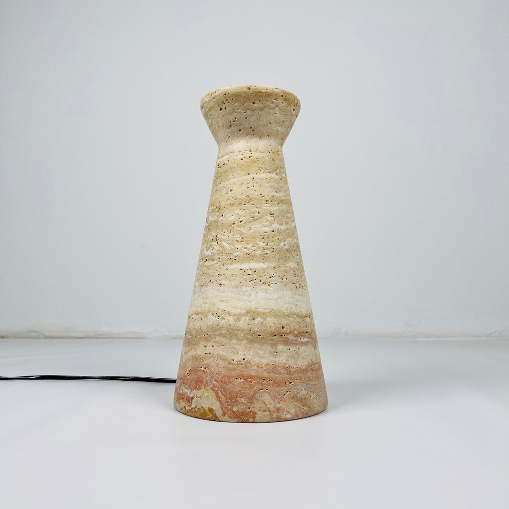 Upside Down Funnel Travertine Grazed Table Lamp