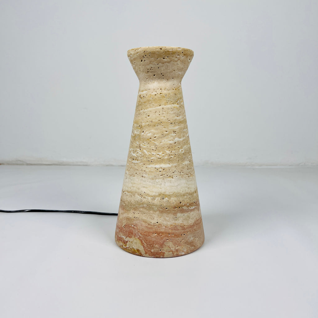 Upside Down Funnel Travertine Grazed Table Lamp