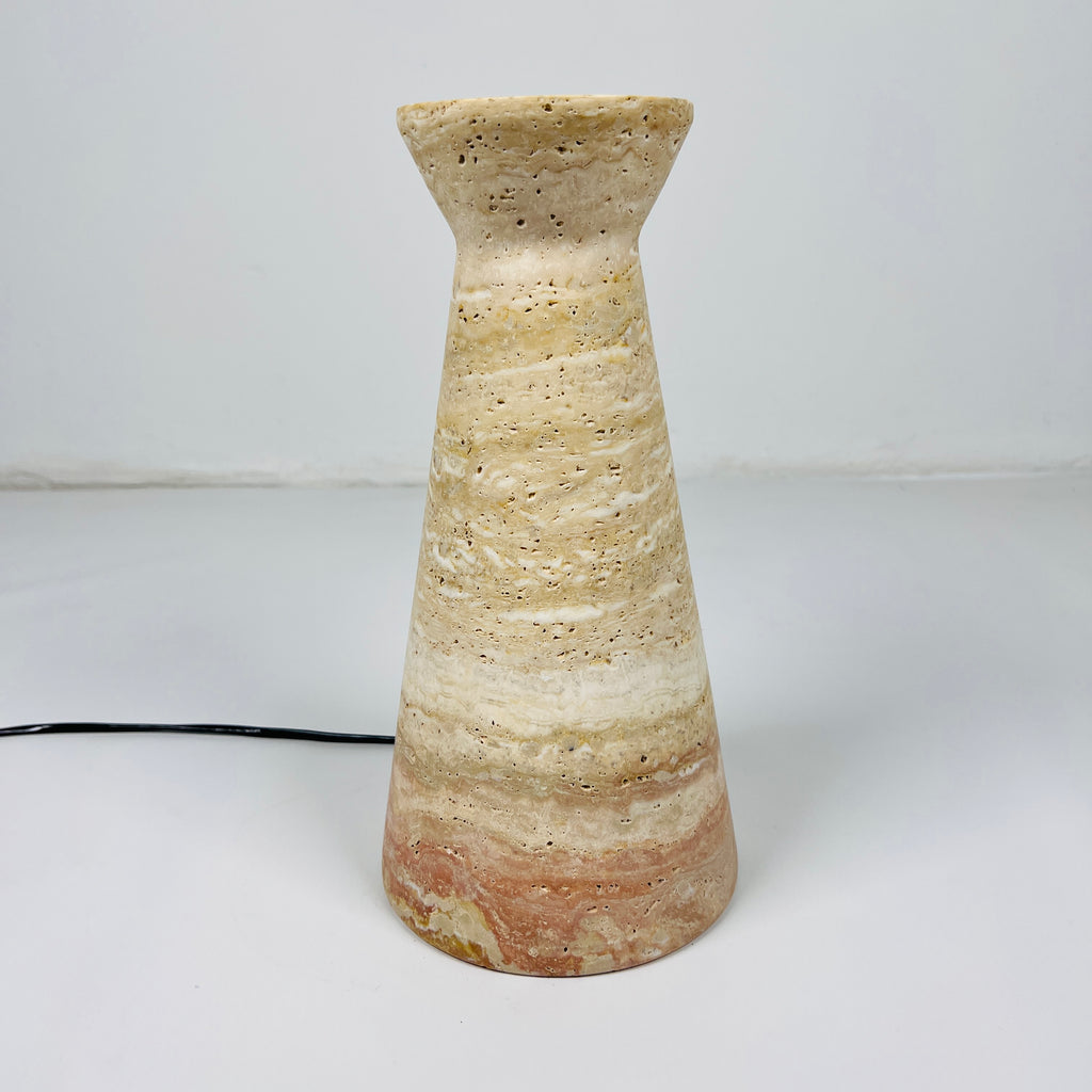 Upside Down Funnel Travertine Grazed Table Lamp