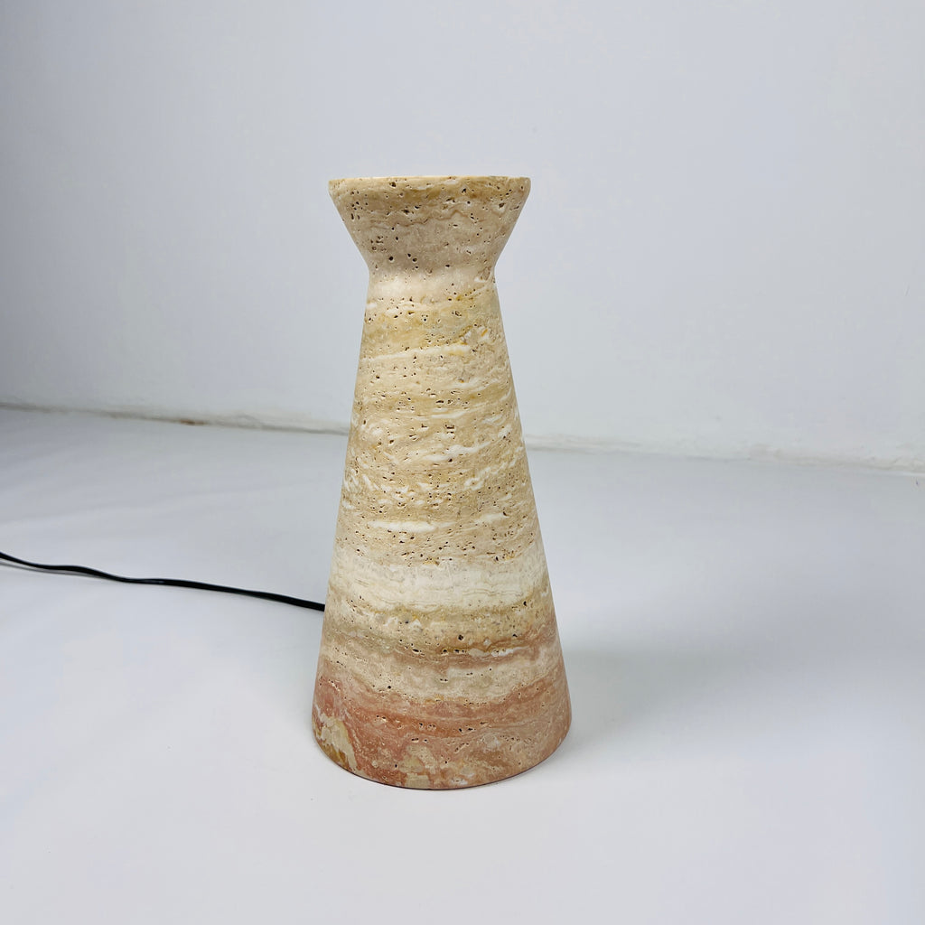 Upside Down Funnel Travertine Grazed Table Lamp