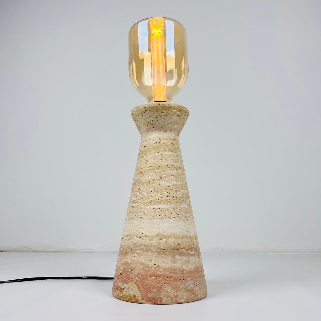 Upside Down Funnel Travertine Grazed Table Lamp