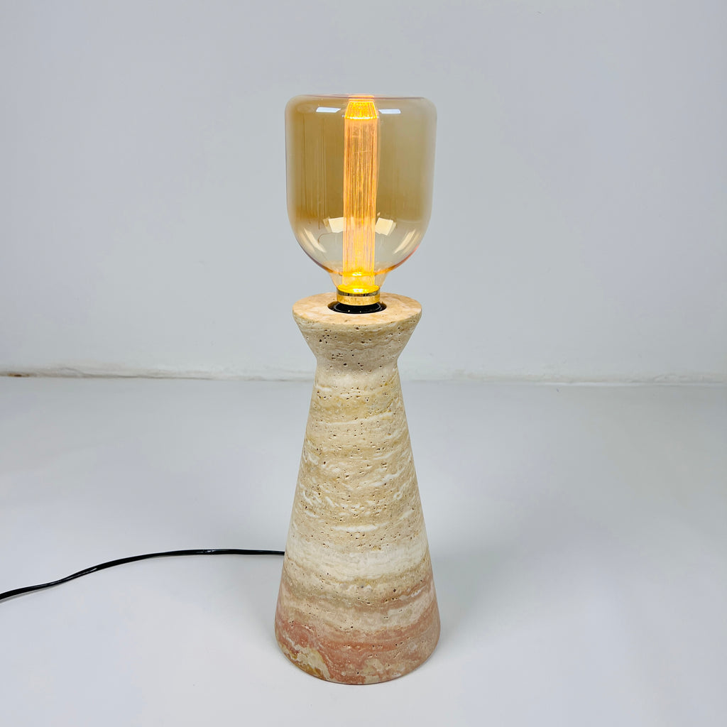 Upside Down Funnel Travertine Grazed Table Lamp