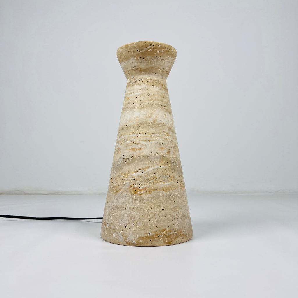 Upside Down Funnel Travertine Grazed Table Lamp