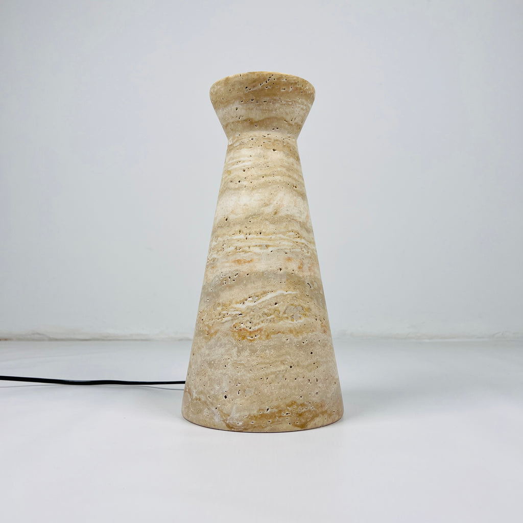 Upside Down Funnel Travertine Grazed Table Lamp