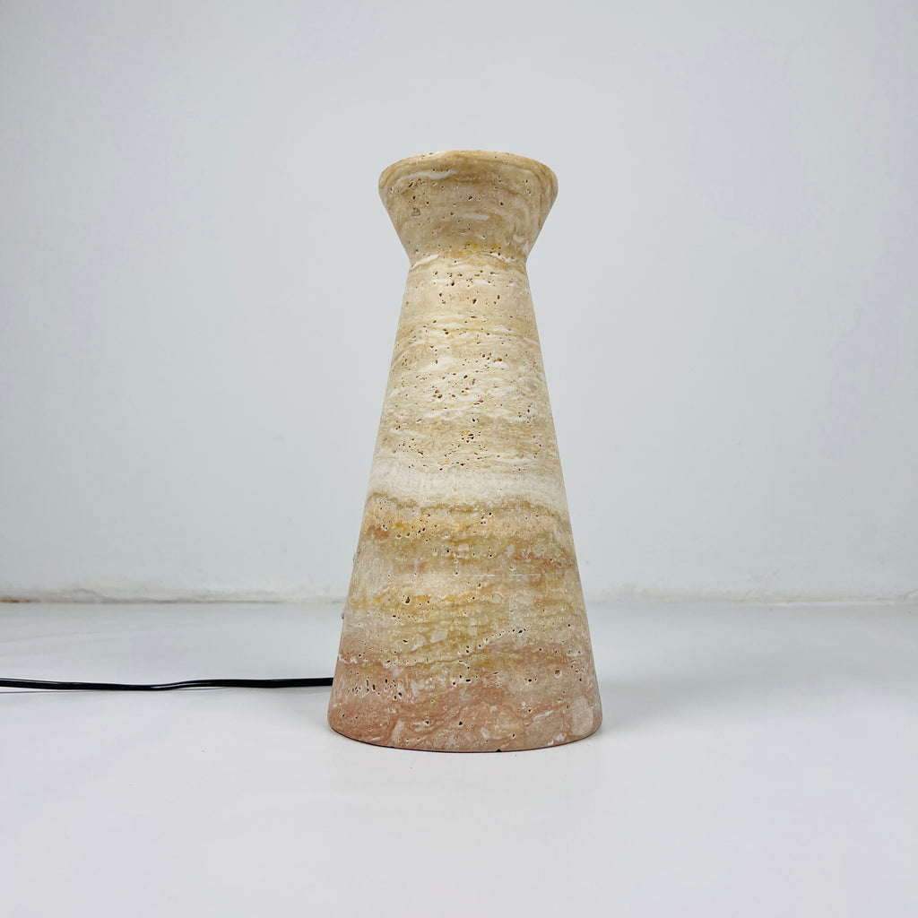 Upside Down Funnel Travertine Grazed Table Lamp