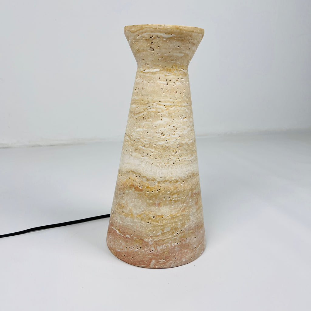 Upside Down Funnel Travertine Grazed Table Lamp