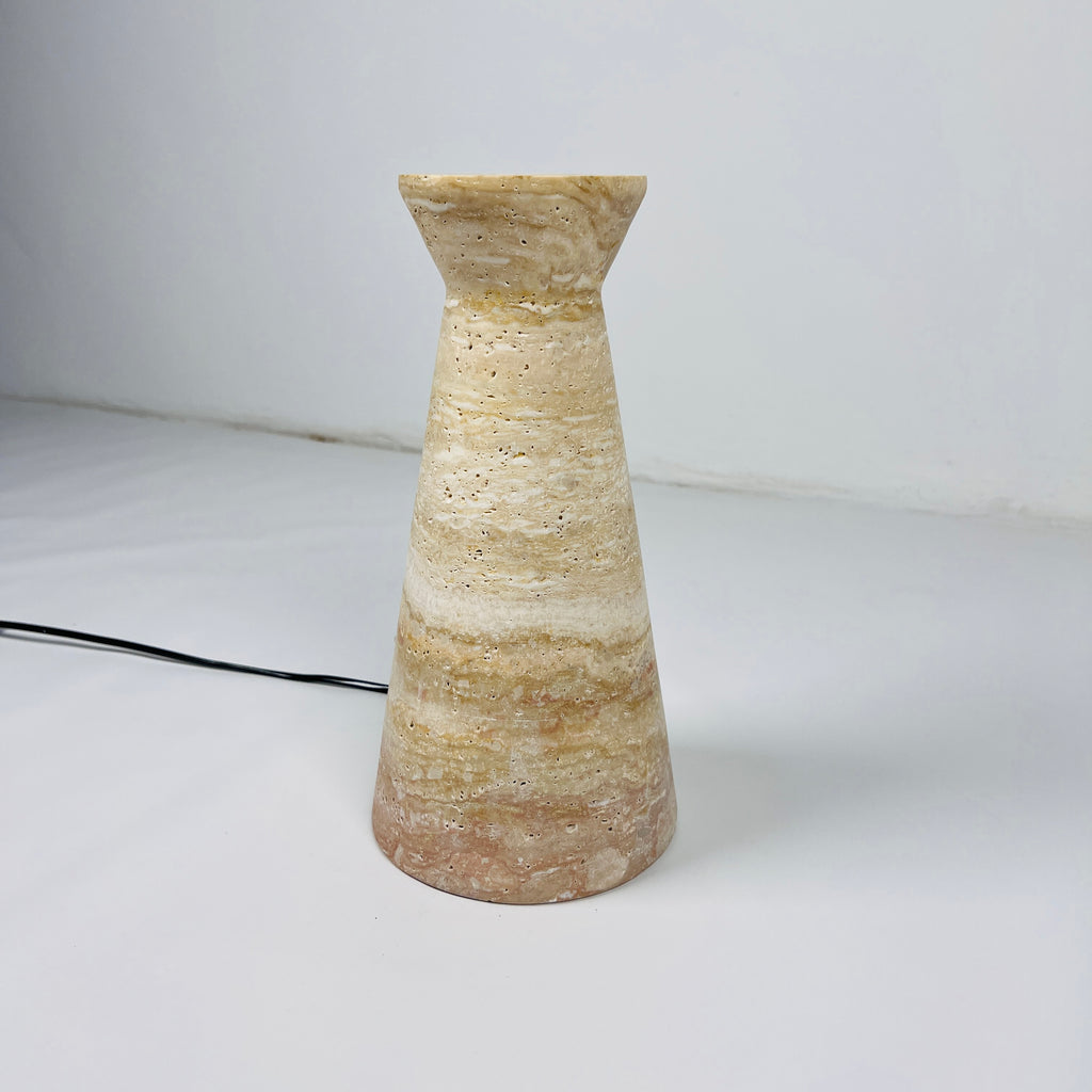 Upside Down Funnel Travertine Grazed Table Lamp