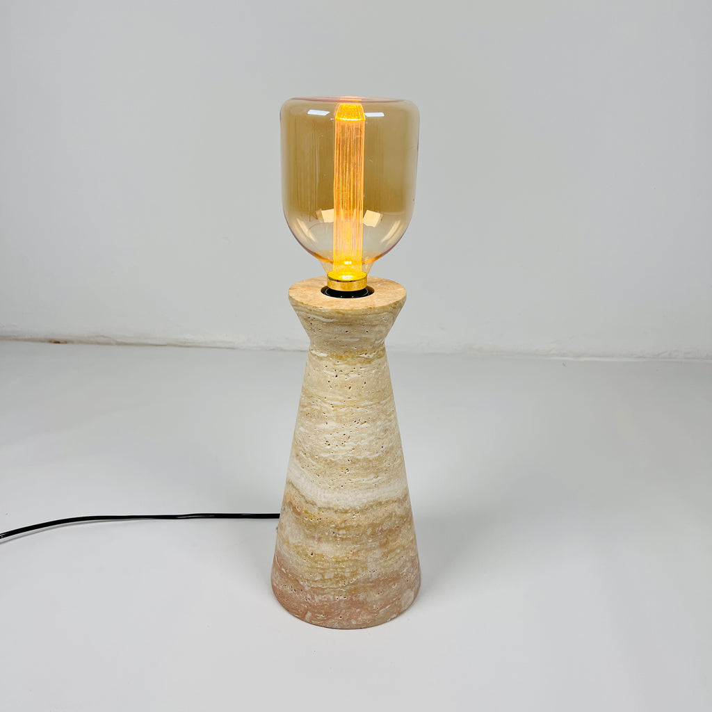 Upside Down Funnel Travertine Grazed Table Lamp