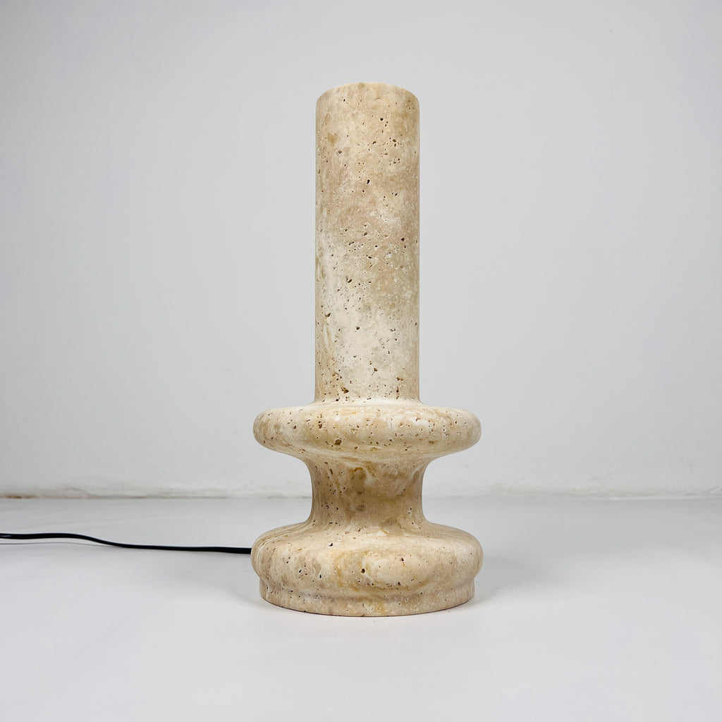 Ringed Bottom Travertine Table Lamp