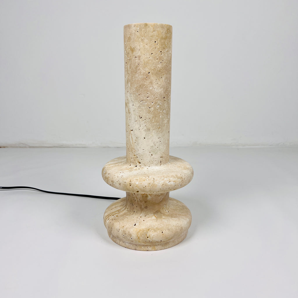 Ringed Bottom Travertine Table Lamp