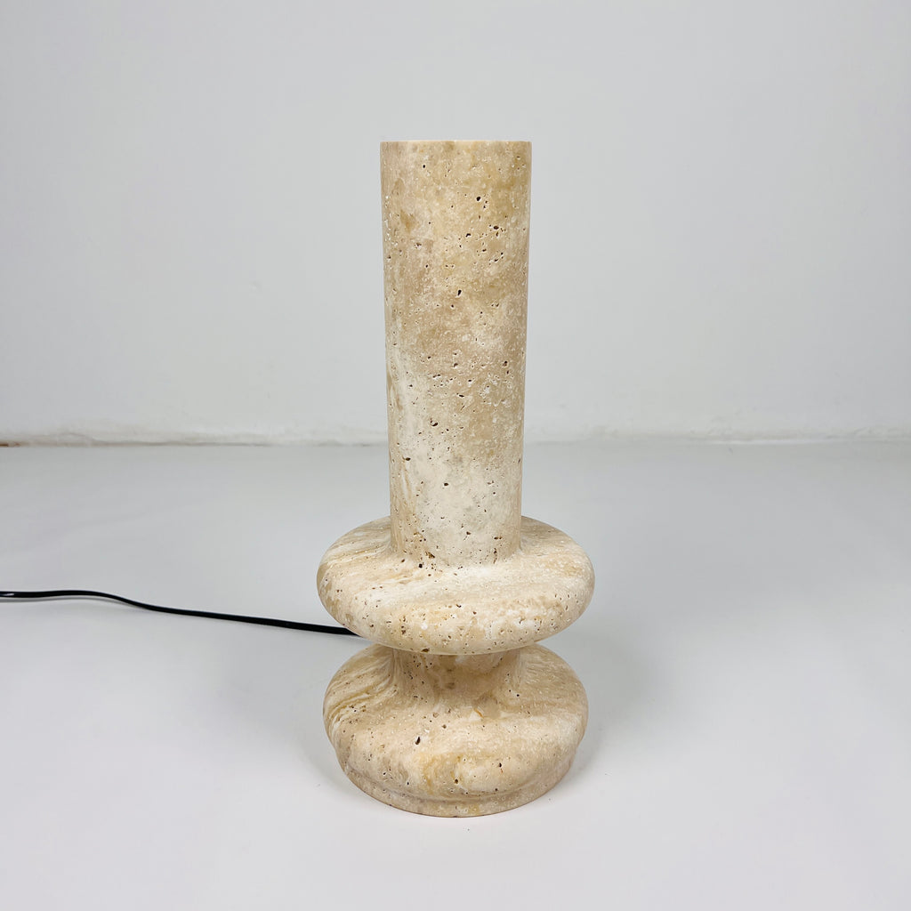 Ringed Bottom Travertine Table Lamp