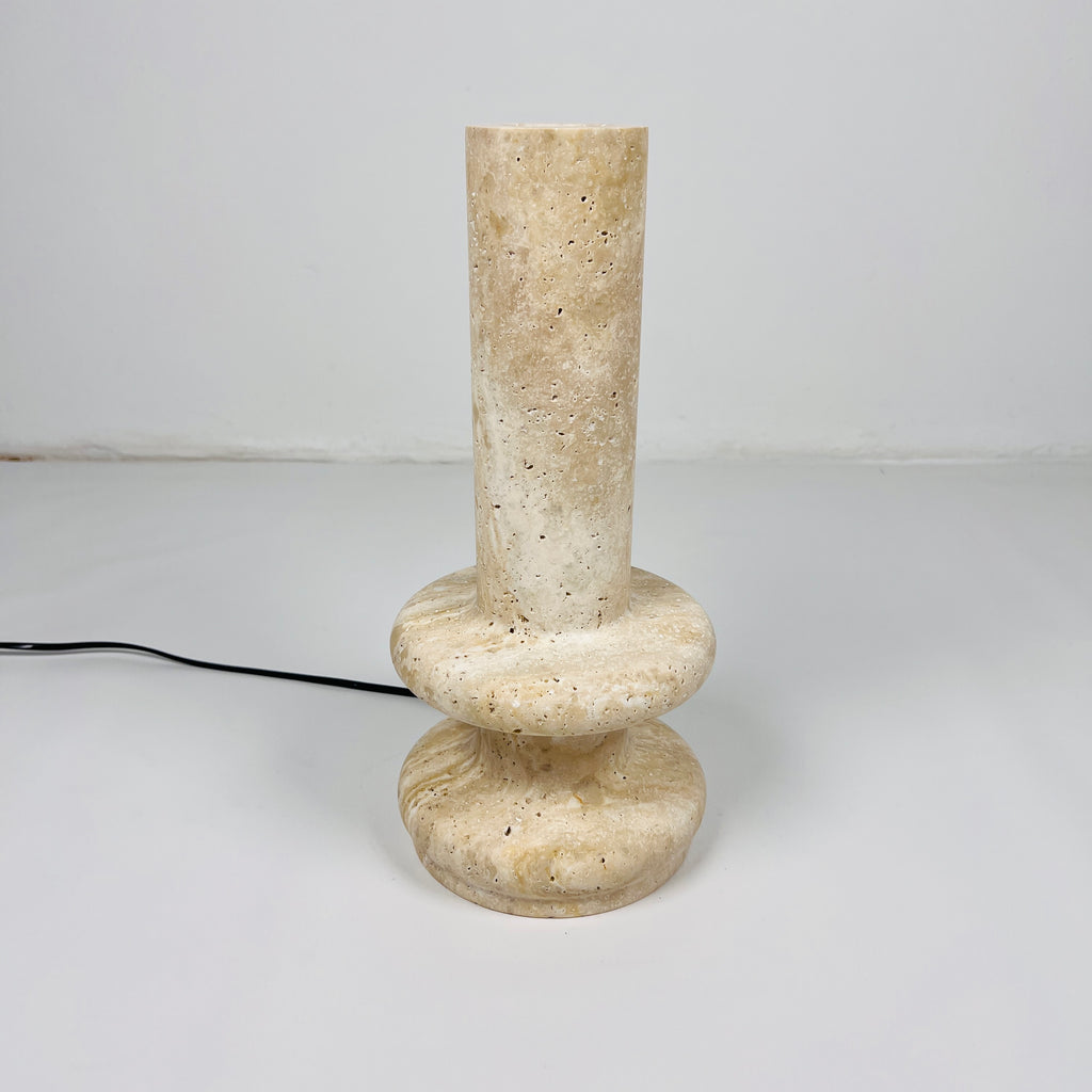 Ringed Bottom Travertine Table Lamp