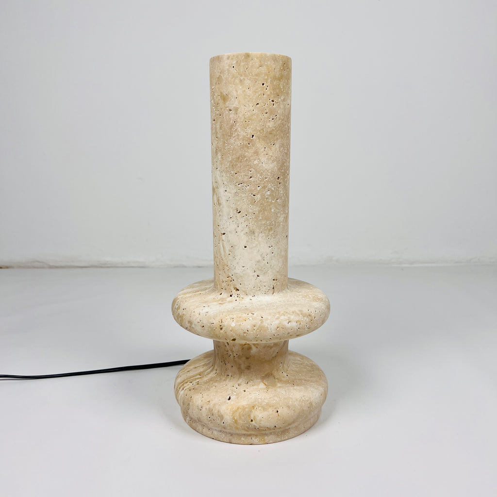 Ringed Bottom Travertine Table Lamp