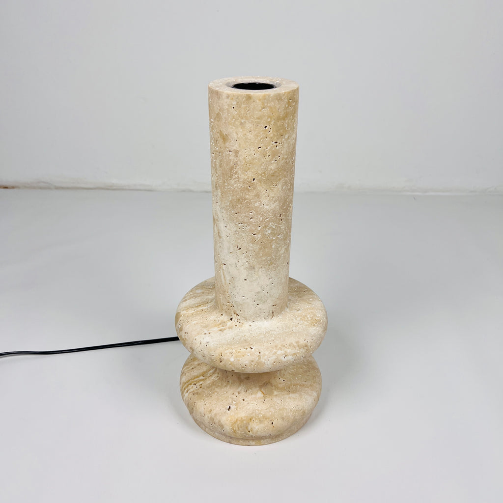 Ringed Bottom Travertine Table Lamp