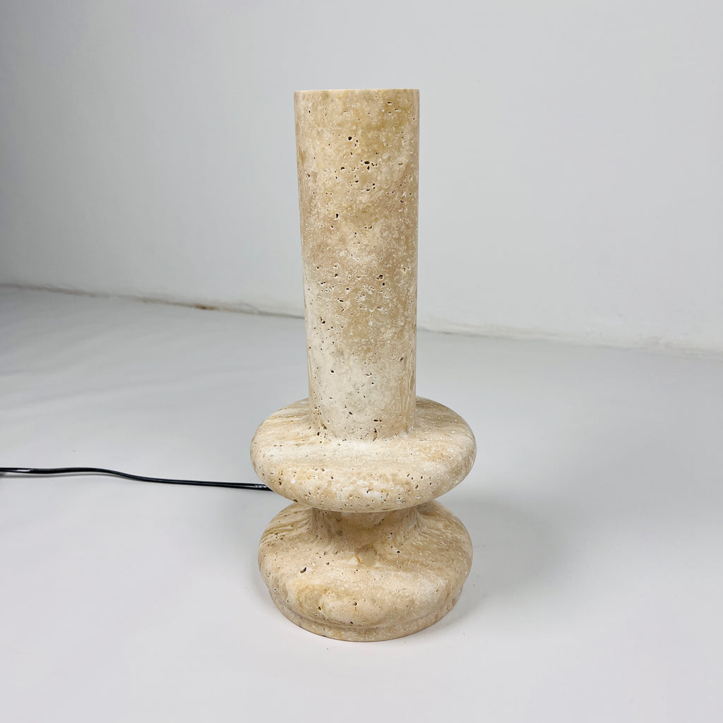 Ringed Bottom Travertine Table Lamp