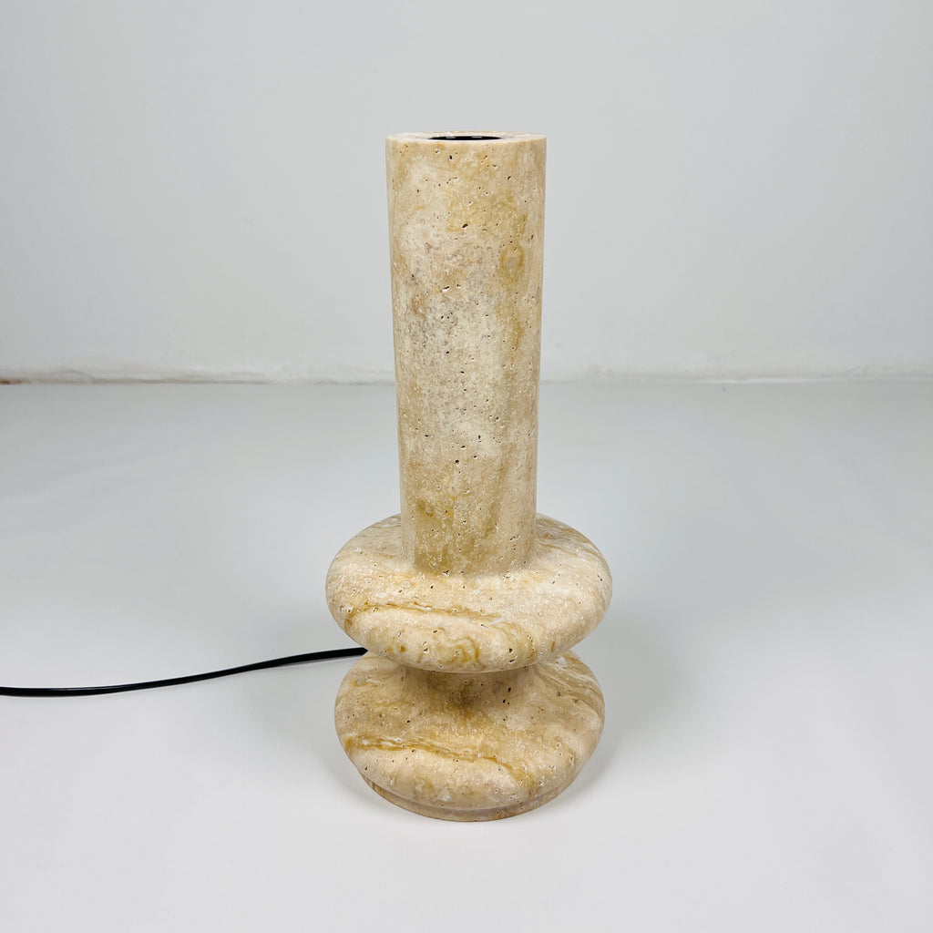 Beige Ringed Bottom Travertine Table Lamp