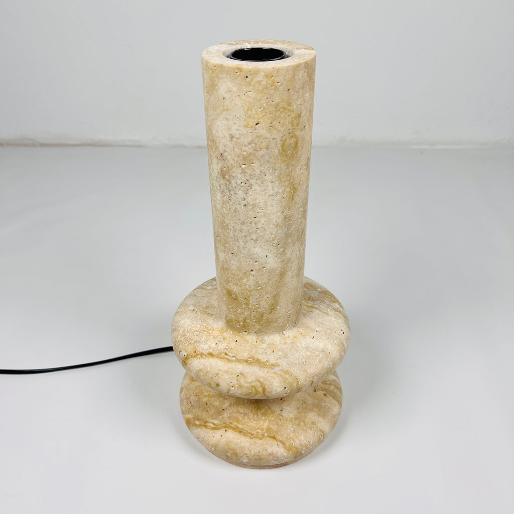 Beige Ringed Bottom Travertine Table Lamp