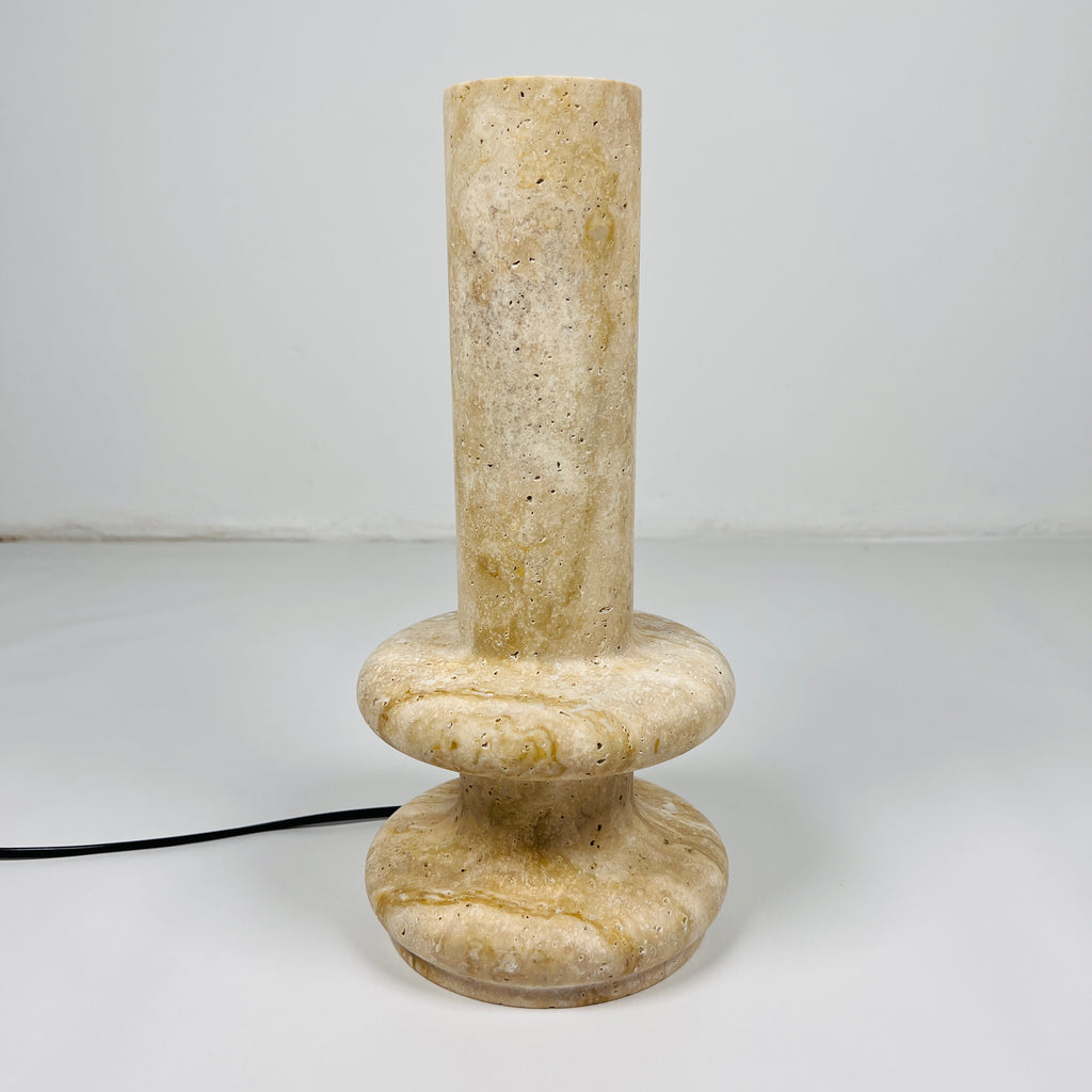 Beige Ringed Bottom Travertine Table Lamp