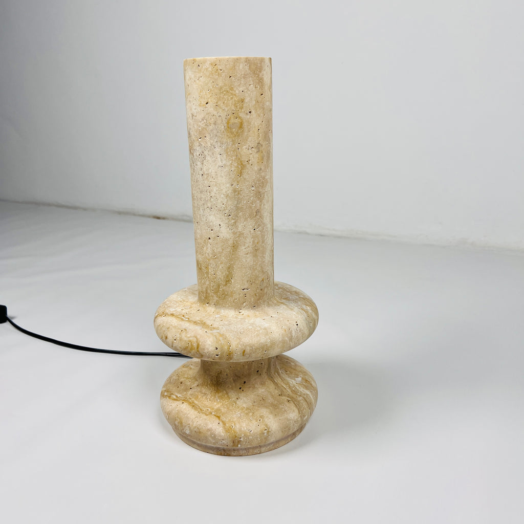 Beige Ringed Bottom Travertine Table Lamp