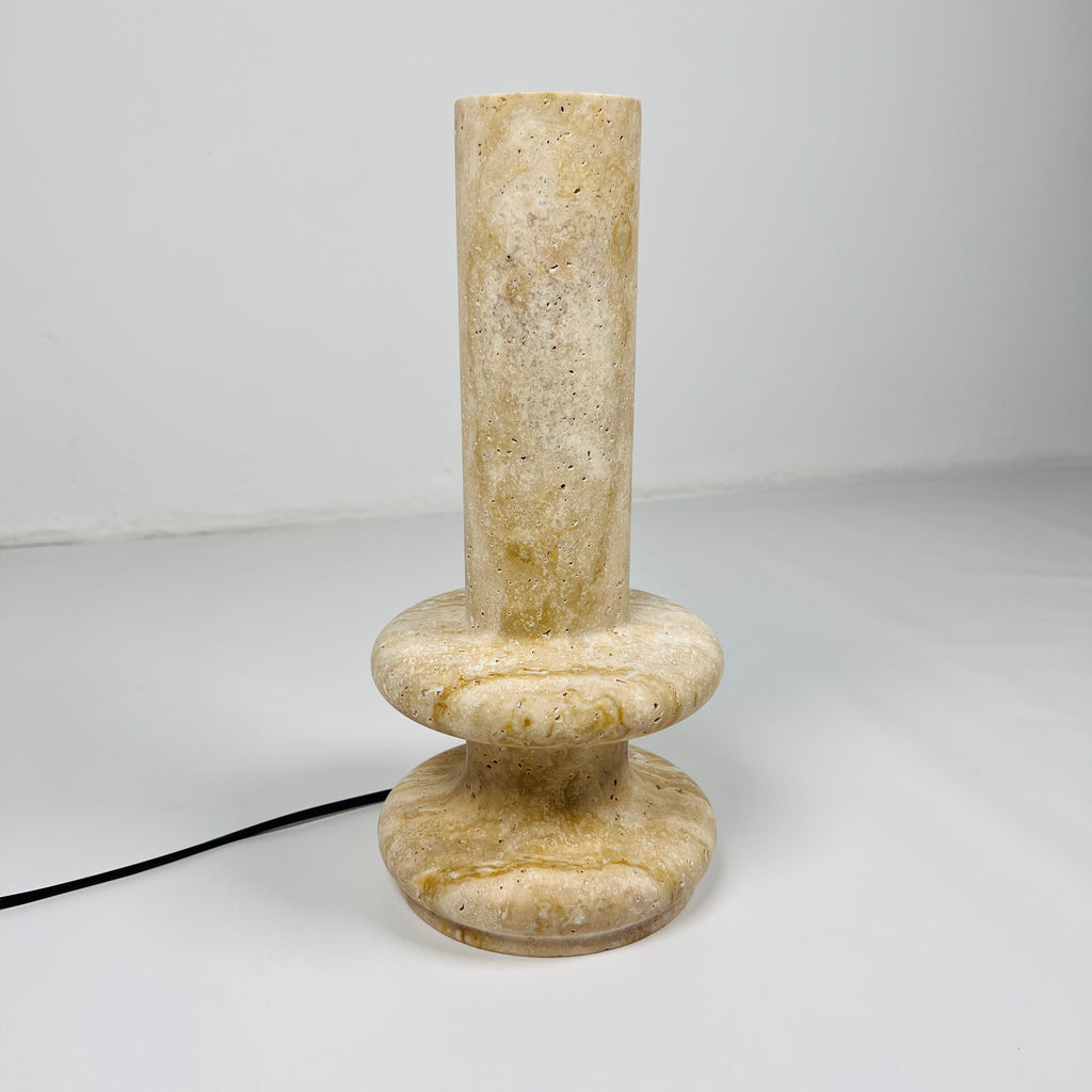 Beige Ringed Bottom Travertine Table Lamp