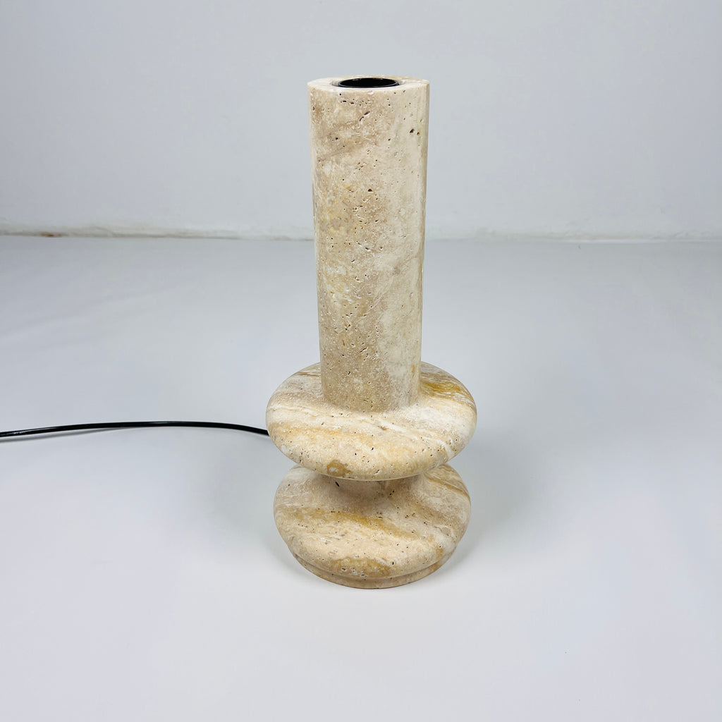 Ringed Bottom Travertine Table Lamp