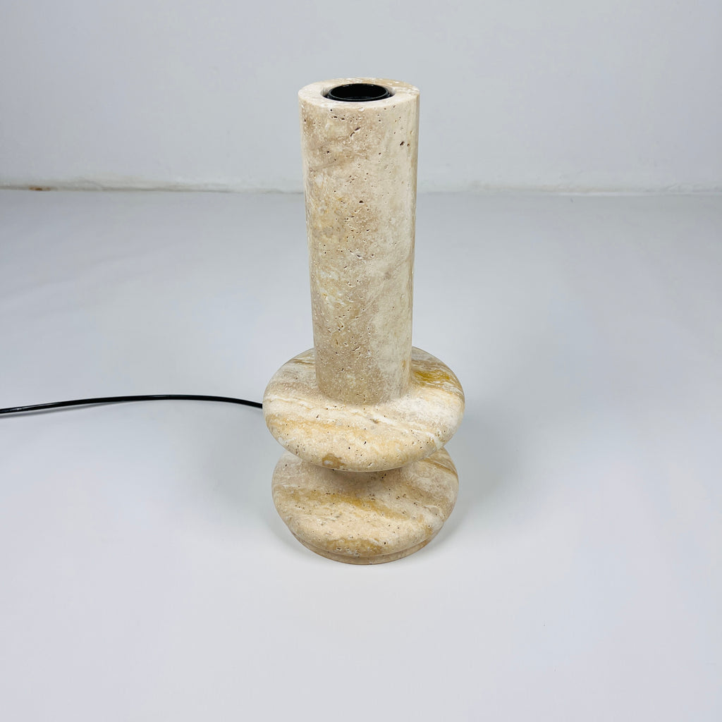 Ringed Bottom Travertine Table Lamp