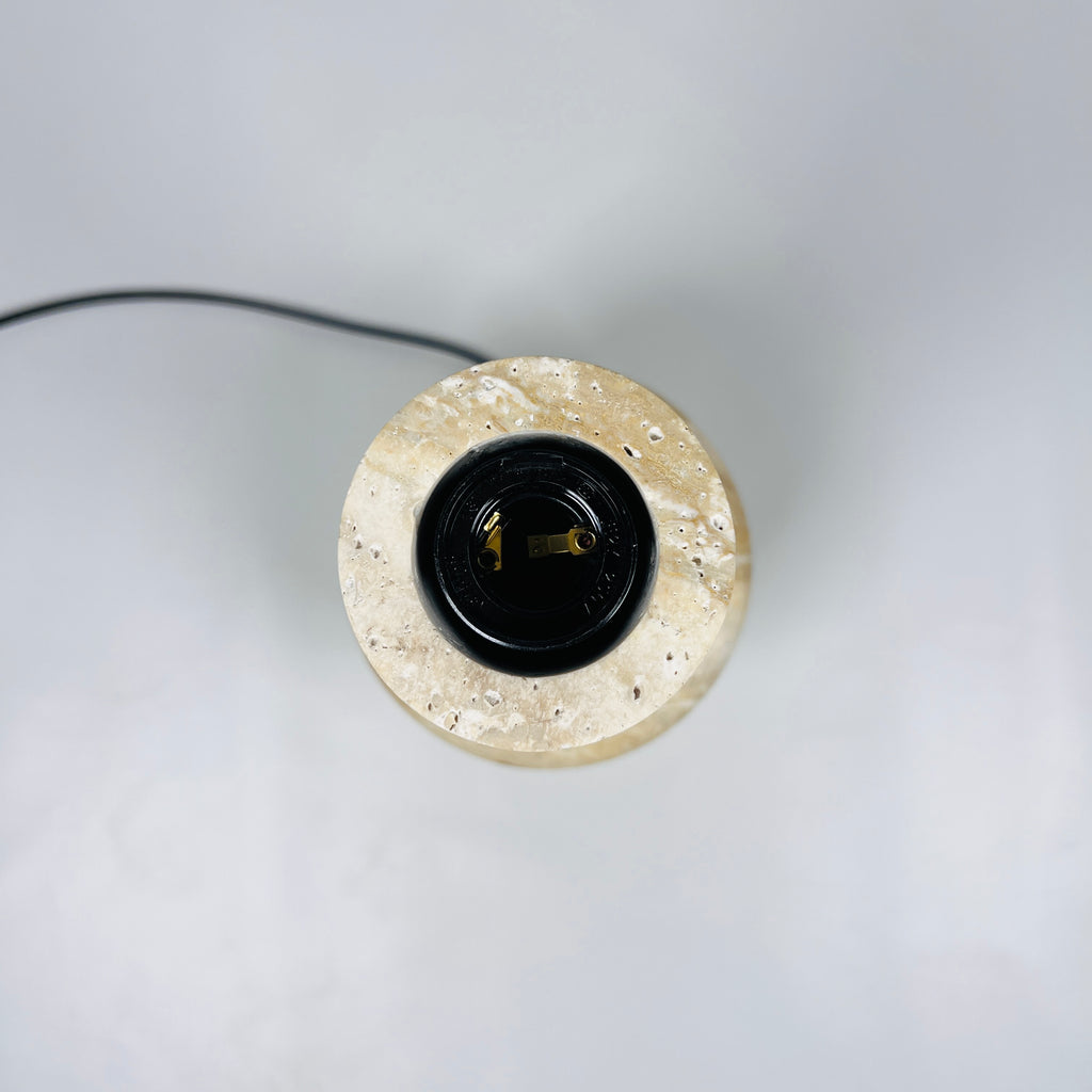 Ringed Bottom Travertine Table Lamp