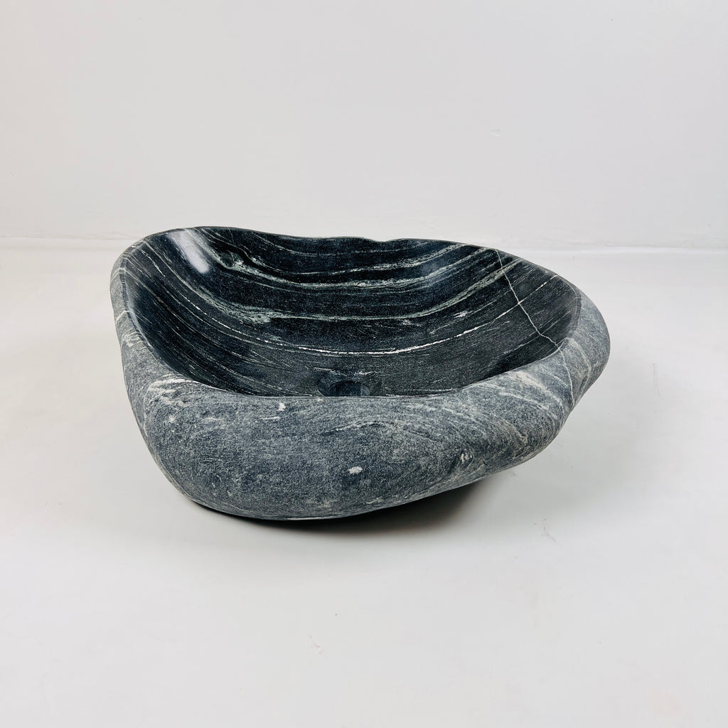 Deep Black Lined River Stone Sink