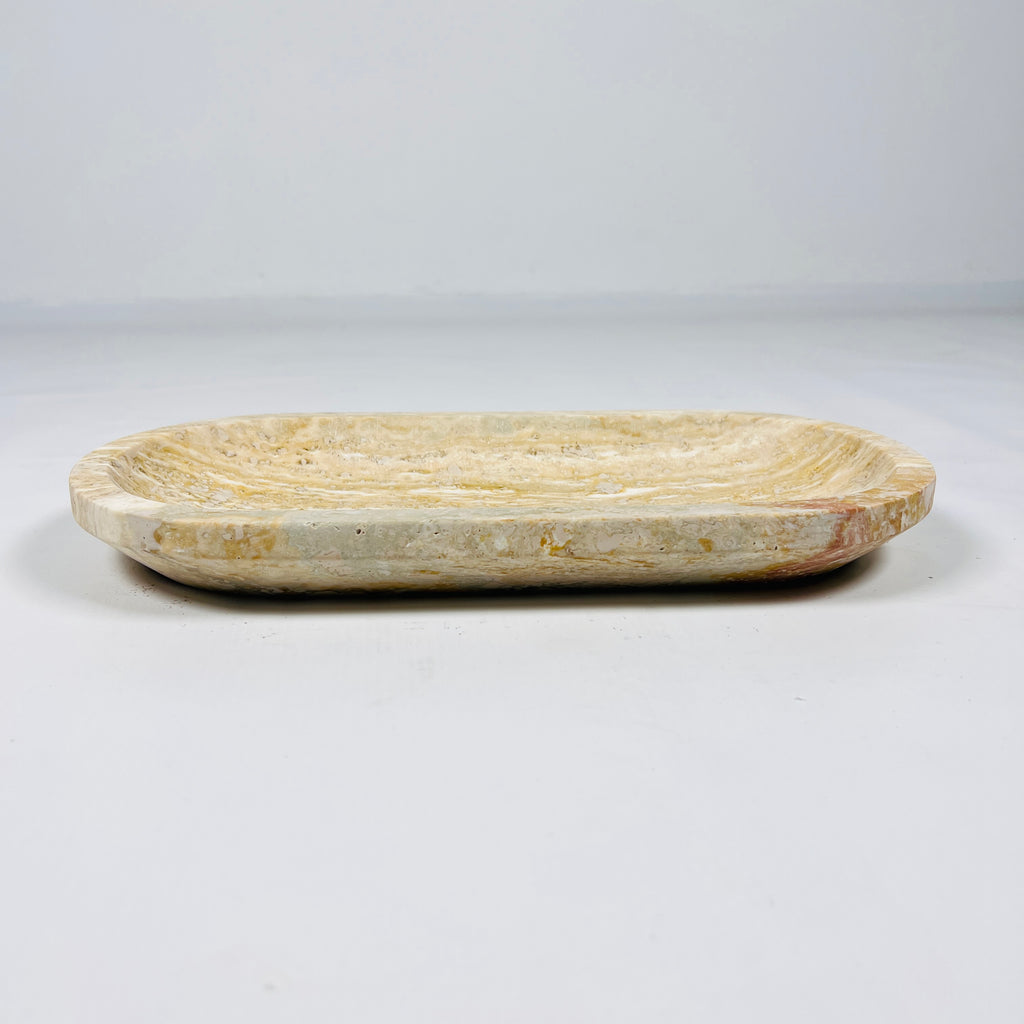 Beige Oval Travertine Tray