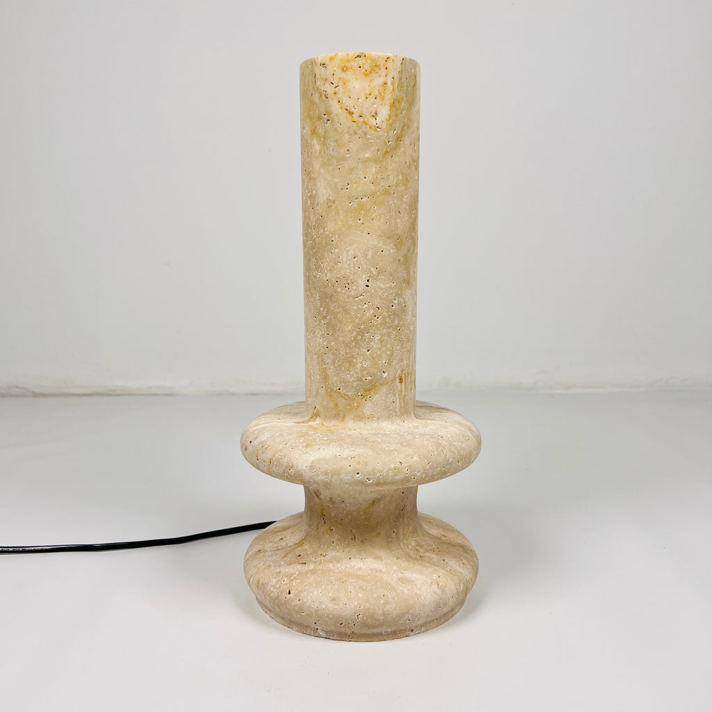 Double Ringed Bottom Travertine Table Lamp