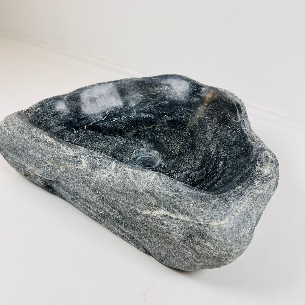 Deep Grey Rippled River Stone Sink