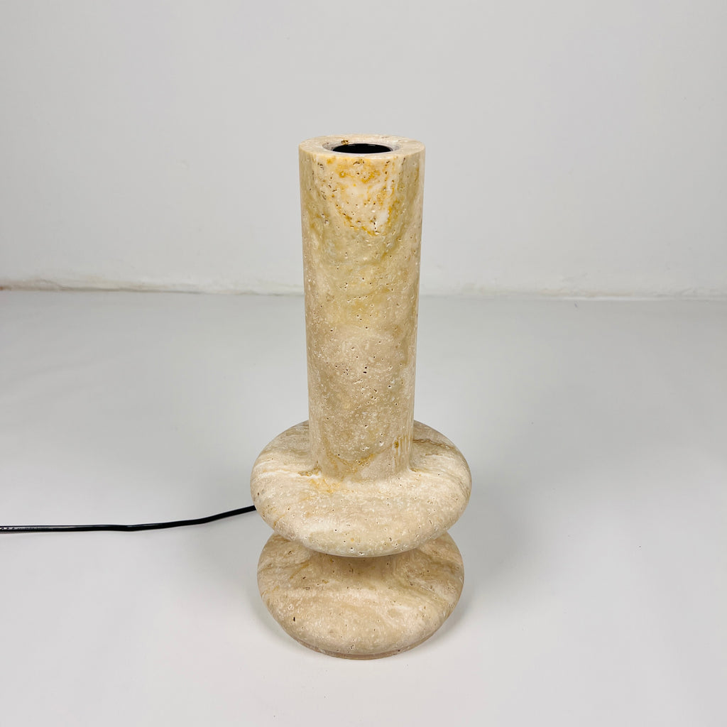 Double Ringed Bottom Travertine Table Lamp