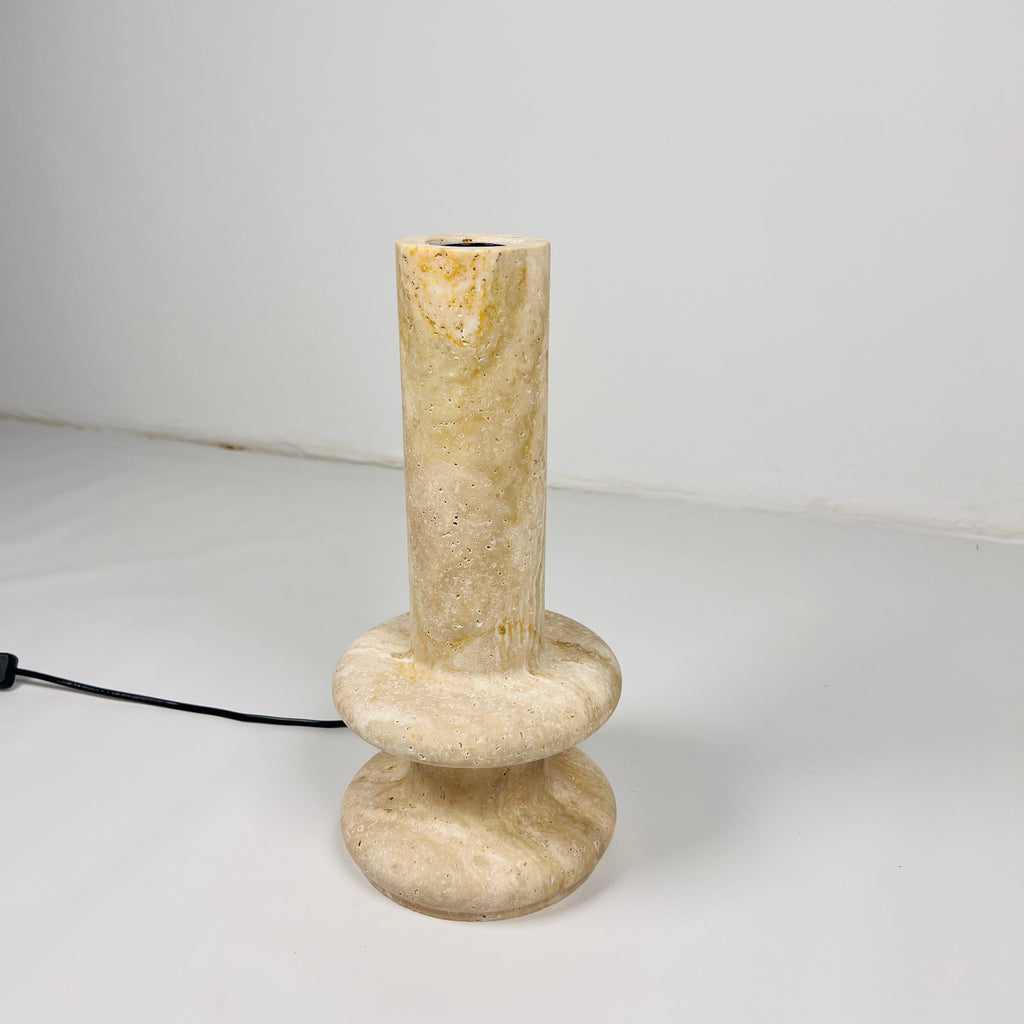 Double Ringed Bottom Travertine Table Lamp