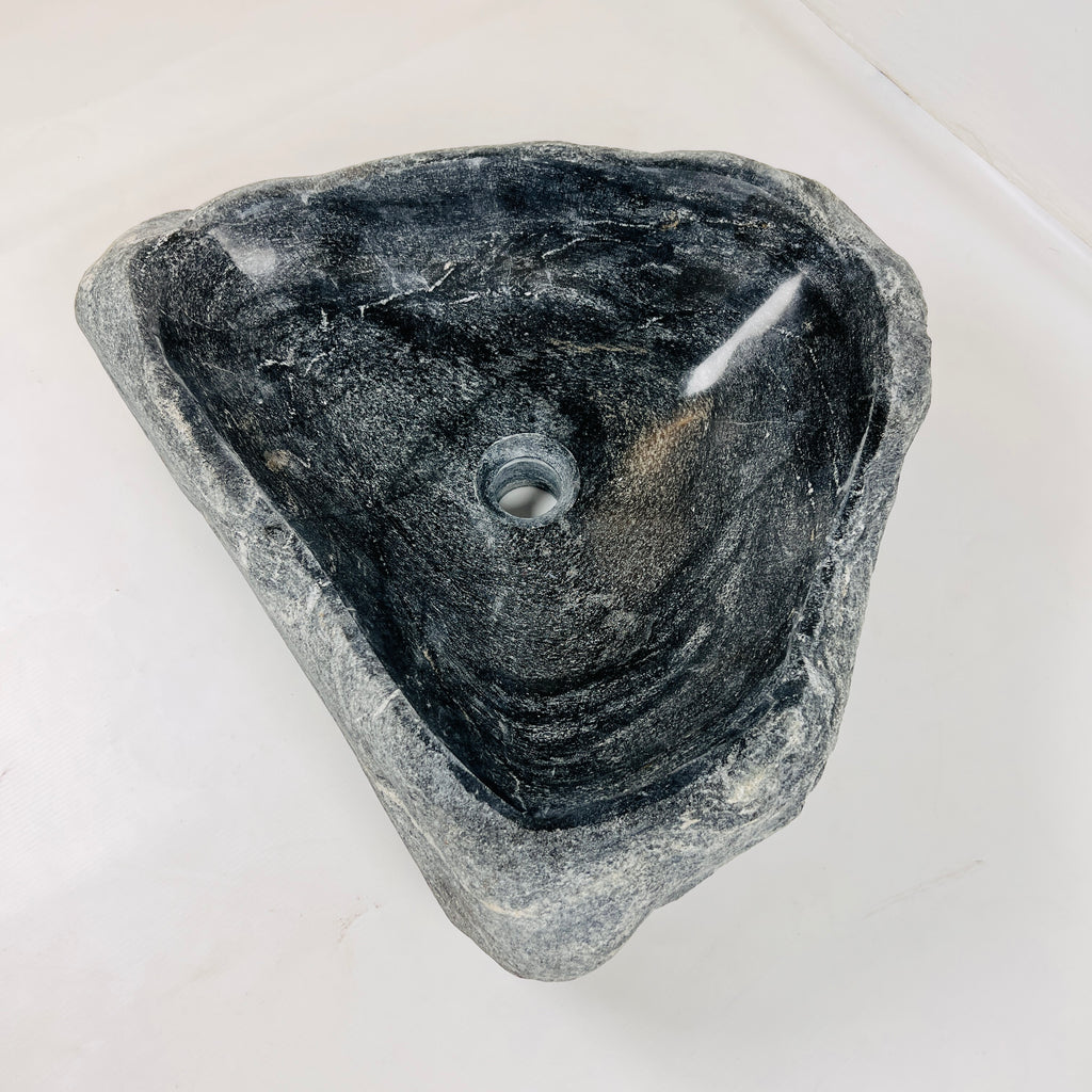 Deep Grey Rippled River Stone Sink