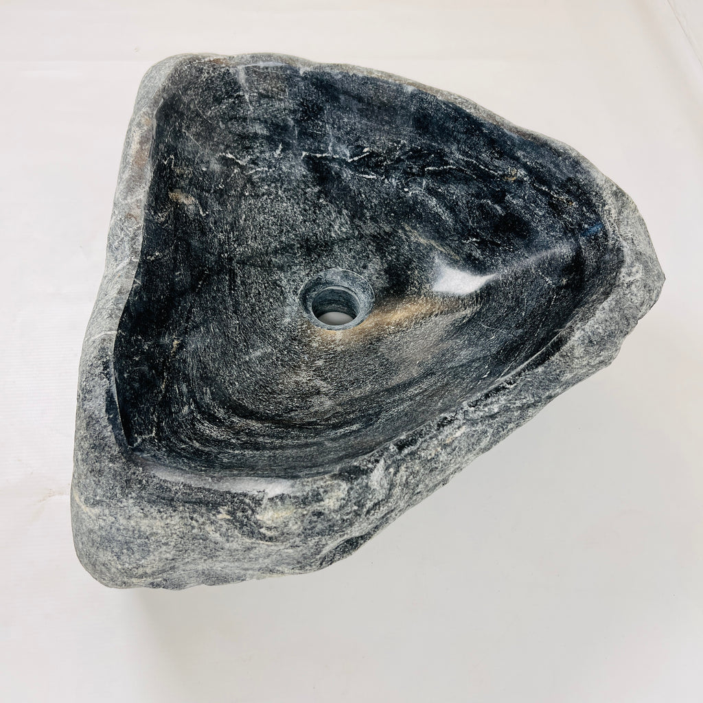 Deep Grey Rippled River Stone Sink