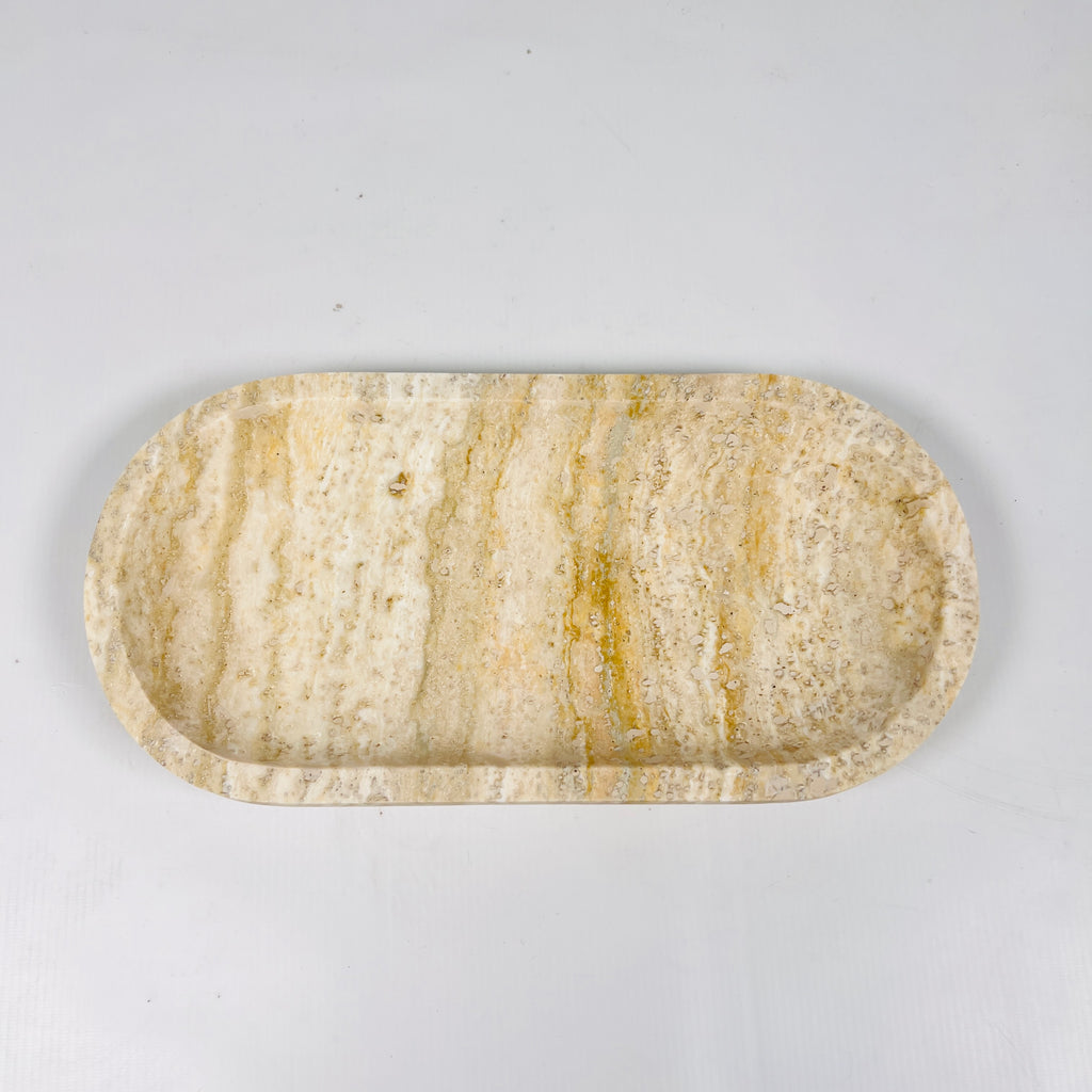 Beige Oval Travertine Tray