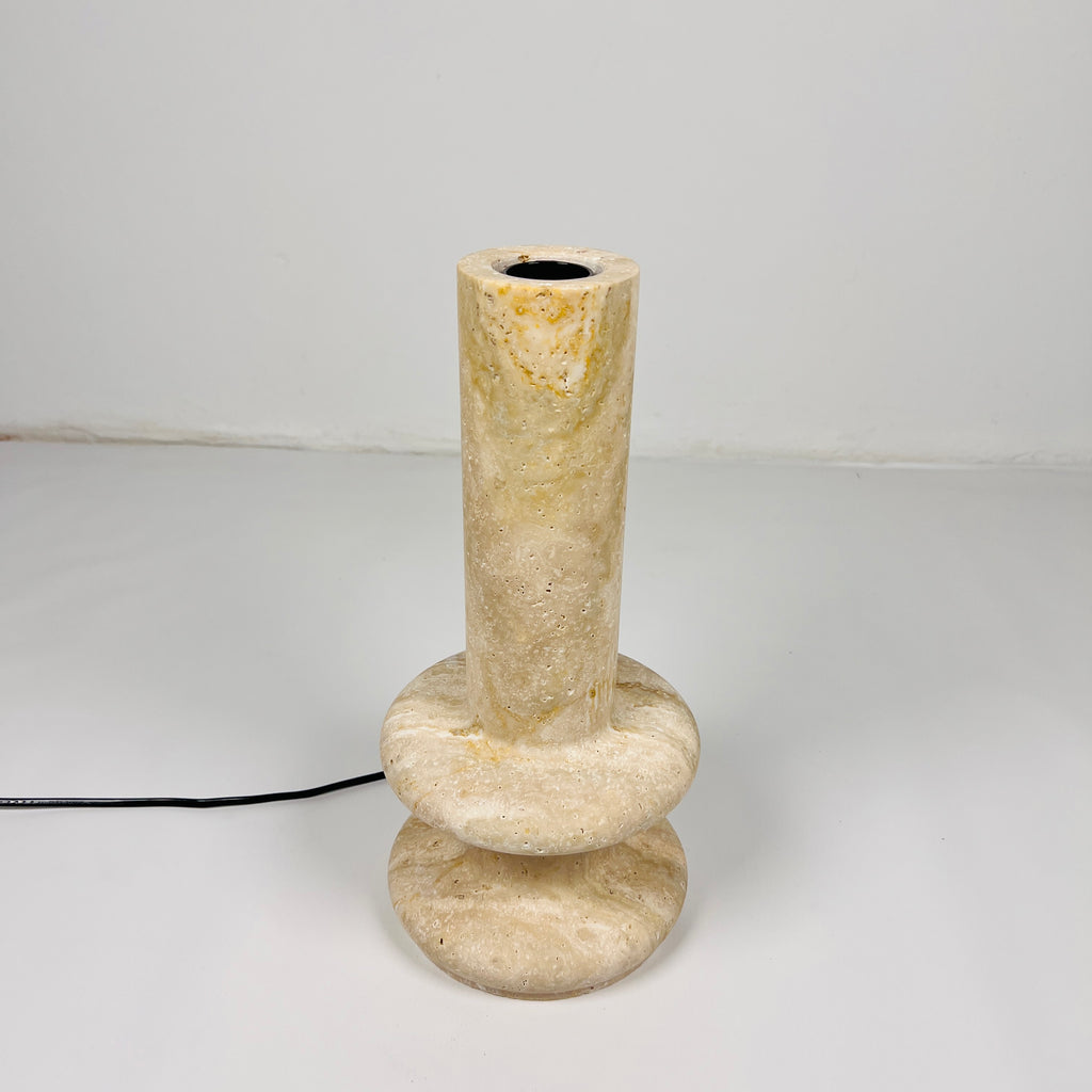 Double Ringed Bottom Travertine Table Lamp