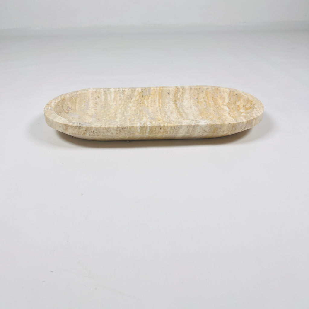 Beige Oval Travertine Tray