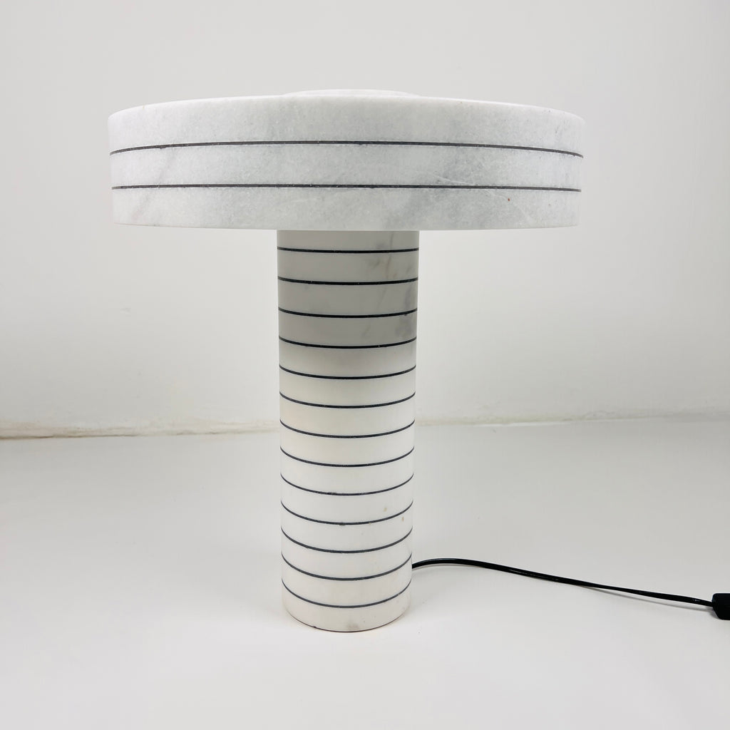 Halo White Pinstriped Table Lamp