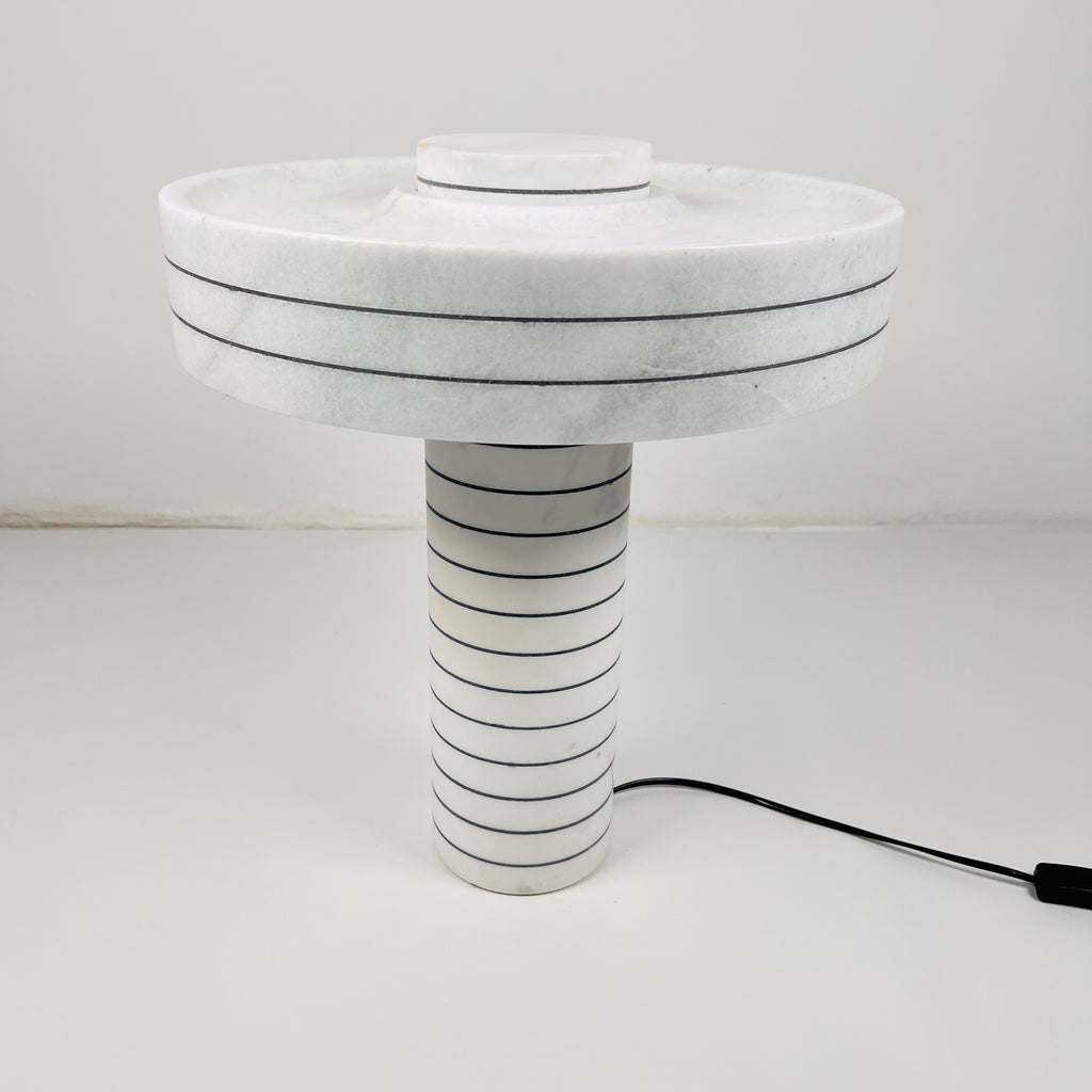 Halo White Pinstriped Table Lamp