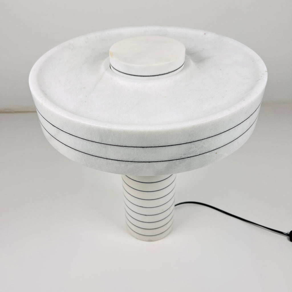 Halo White Pinstriped Table Lamp