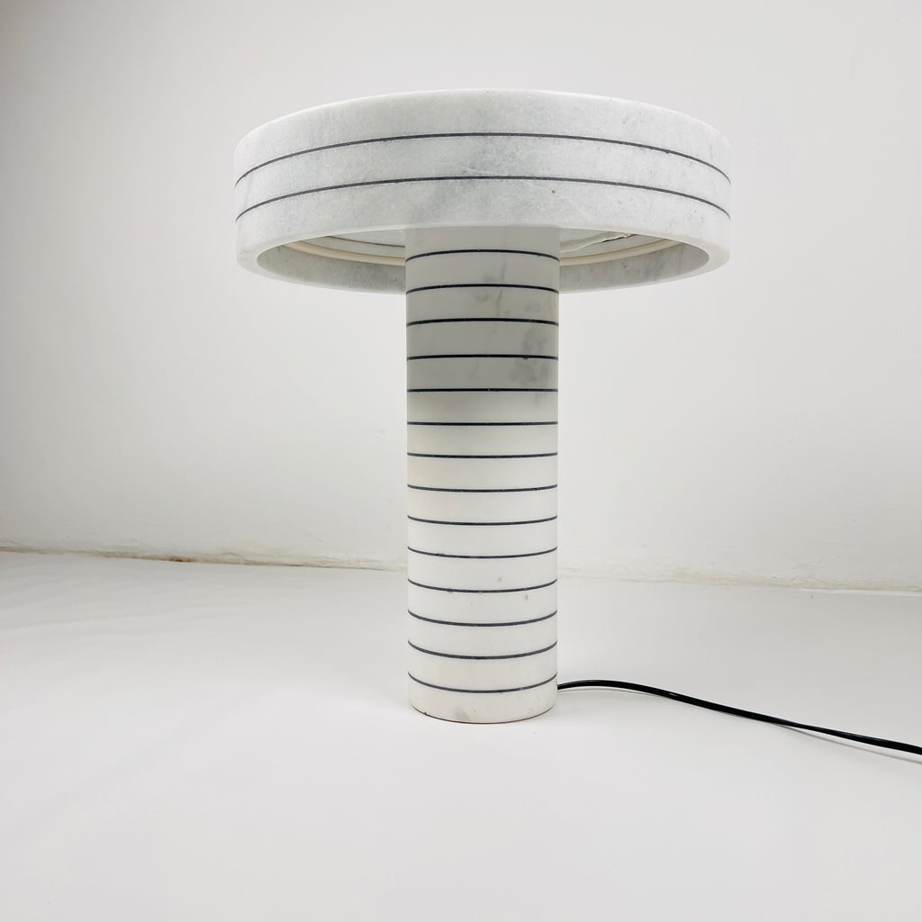 Halo White Pinstriped Table Lamp